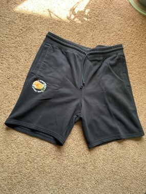 H&M Men's Black Pull-On Athletic Sweatshorts with Citrus Logo